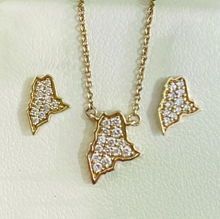 Maine State Diamond Jewelry Set